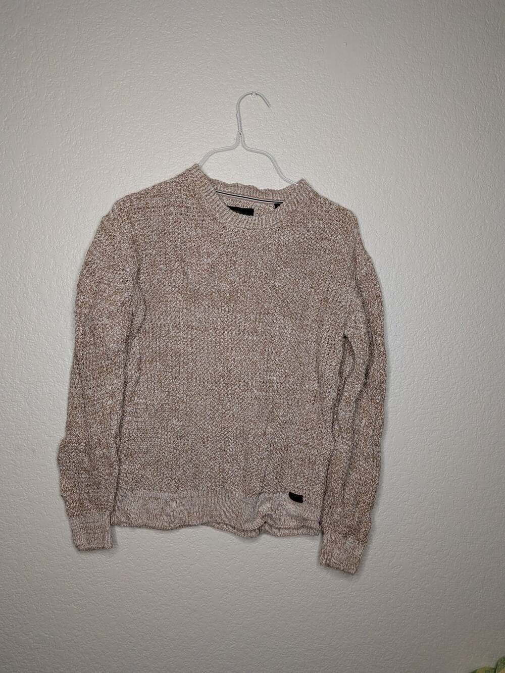 Outpost Makers Crew Neck Sweater Size M Tan Brown Marled Cotton Knit